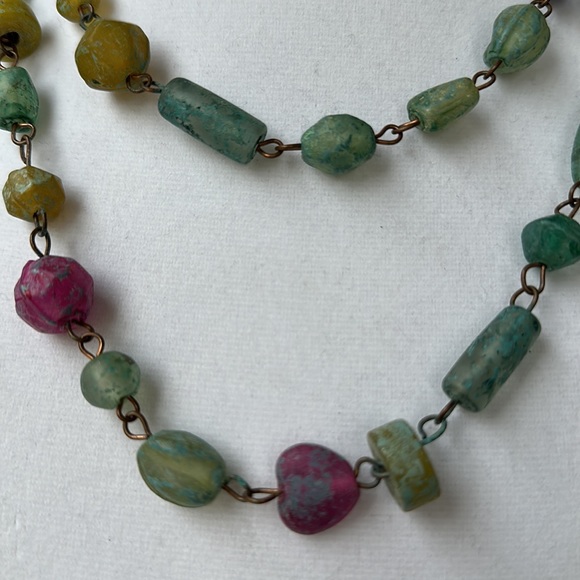 Long Necklace with Jewel Toned Beds - Picture 2 of 5